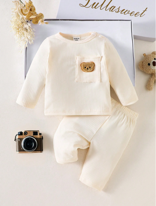 Set conjunto 2 piezas camisa pantalon bebe niño amarillo beige salida hospital sa25093059164501116