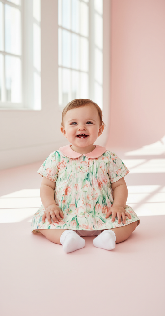 Set 2 piezas Vestido bebe niña rosado floreado Tinytots 221-W28-3149