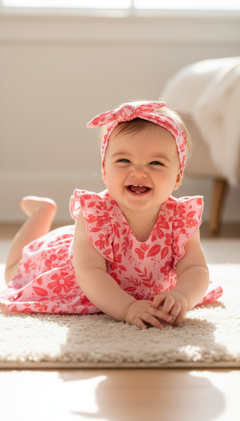 Set 3 piezas bebe niña rosado bincha vestido short Tinytots D95595TT