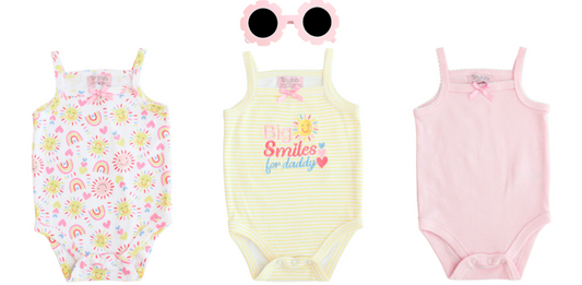 Set 3 mamelucos gafas de sol bebe niña amarillo Tinytots AP15180