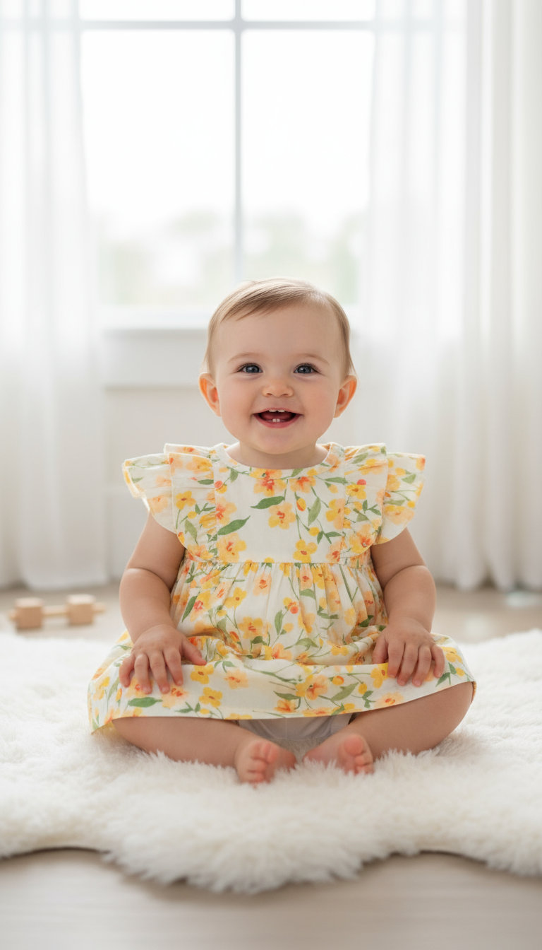 Set 2 piezas Vestido bebe niña amarillo floreado Tinytots 221-W28-3149