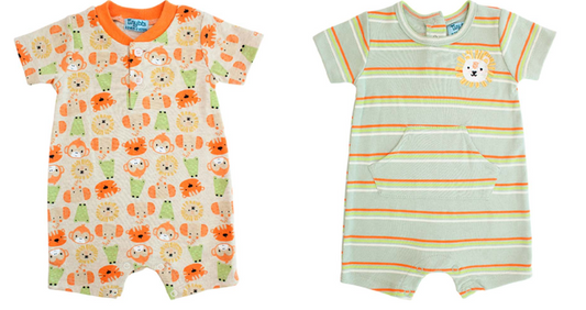 Set 2 mamelucos verde animales bebe niño Tinytots AP14995