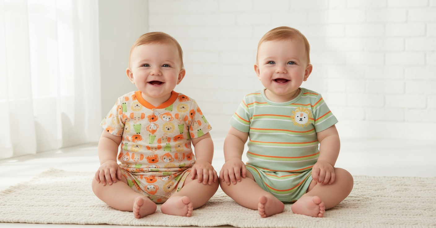 Set 2 mamelucos verde animales bebe niño Tinytots AP14995