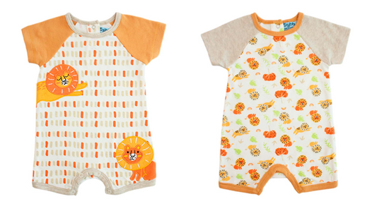 Set 2 mamelucos naranja animales bebe niño Tinytots AP14995
