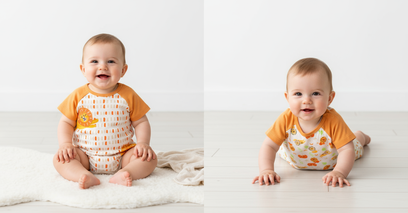 Set 2 mamelucos naranja animales bebe niño Tinytots AP14995