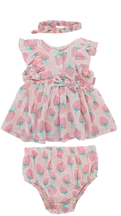 Set bebe 3 piezas vestido rosado diadema rosada bebe niña Tinytots D95597TT