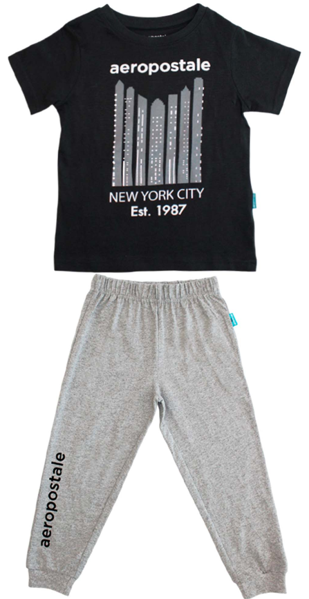 Pijama niño camisa negra/gris aeropostale Tinytots 3164