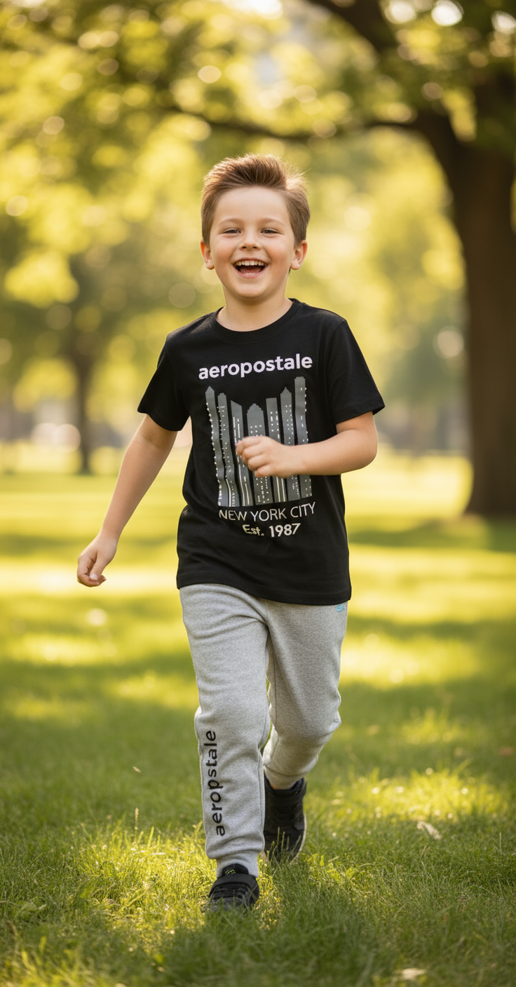 Pijama niño camisa negra/gris aeropostale Tinytots 3164