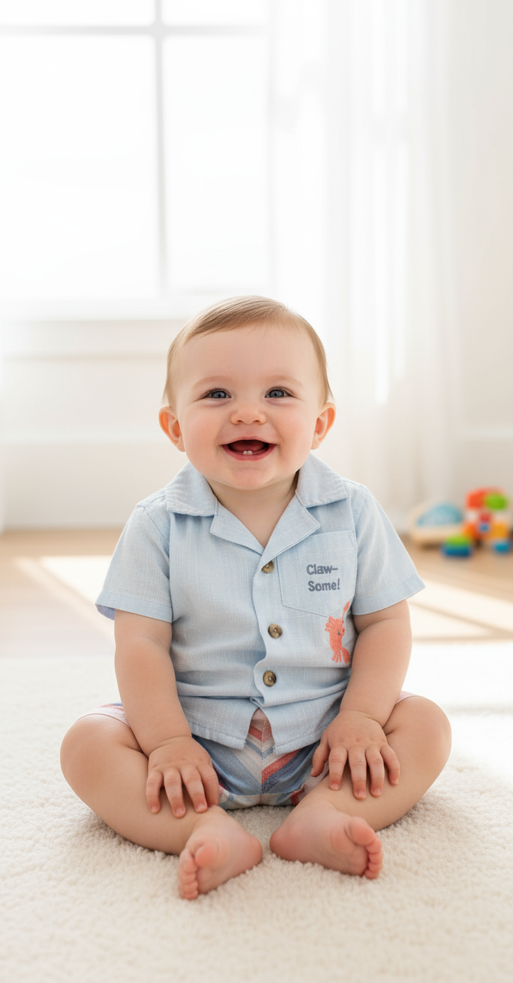 Set 3 piezas bebe niño camisa azul lentes azul short multicolor Tinytots D84608TT