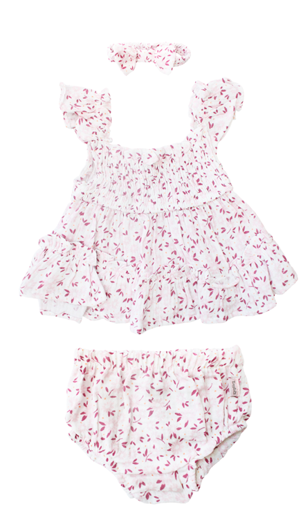 Set 3 piezas vestido camisa diadema morado bebe niña Tinytots D95599TT