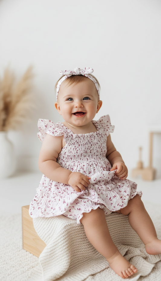 Set 3 piezas vestido camisa diadema morado bebe niña Tinytots D95599TT