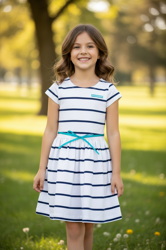 Vestido blanco chongo azul cielo niña Aeropostale 3091