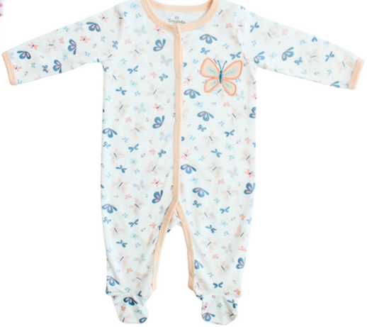 Pijama Mameluco bebe niña mariposa salmón Tinytots D00421TT
