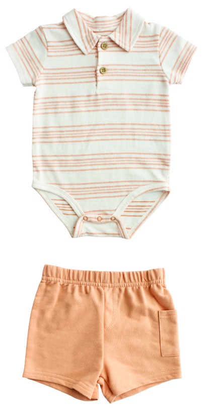 Set 2 piezas mameluco short salmón bebe niño Tinytots D94548TT