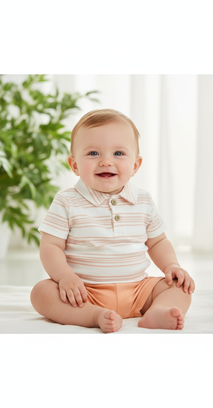 Set 2 piezas mameluco short salmón bebe niño Tinytots D94548TT