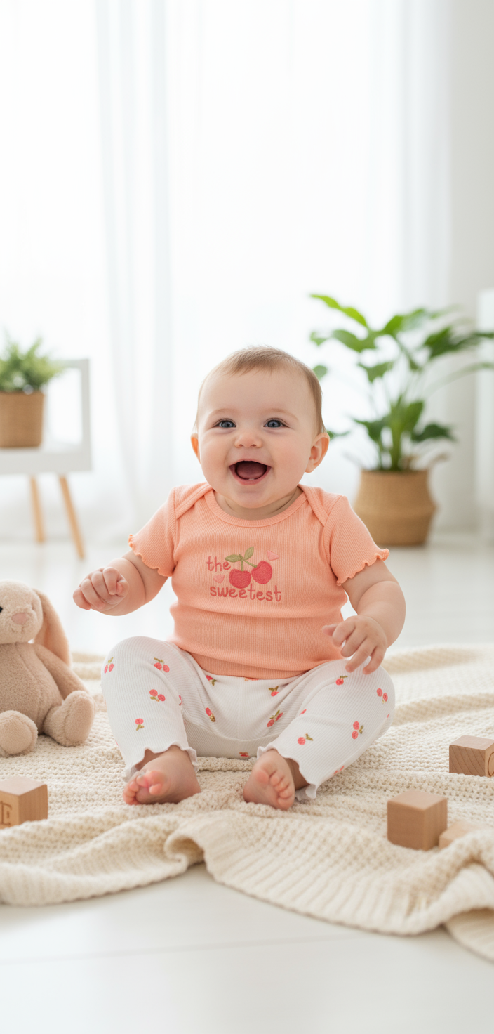 Pijama mameluco cereza salmón bebe niña Tinytots AP15074 promo 4x1000