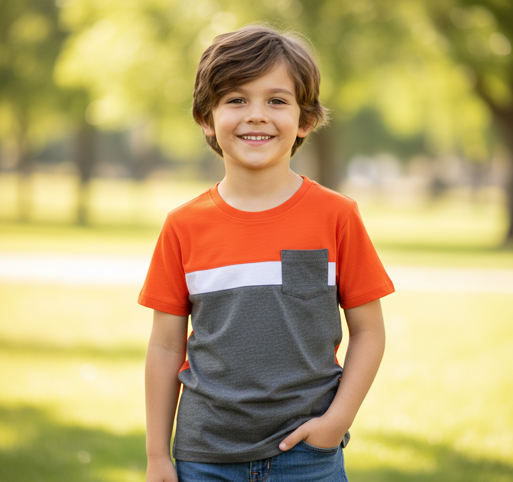 Camisa niño naranja gris Wonder nation WN13