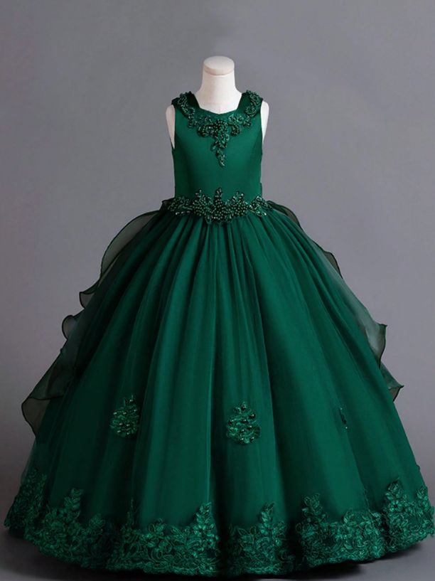Vestido verde oscuro gala evento niña sk25042279014997109