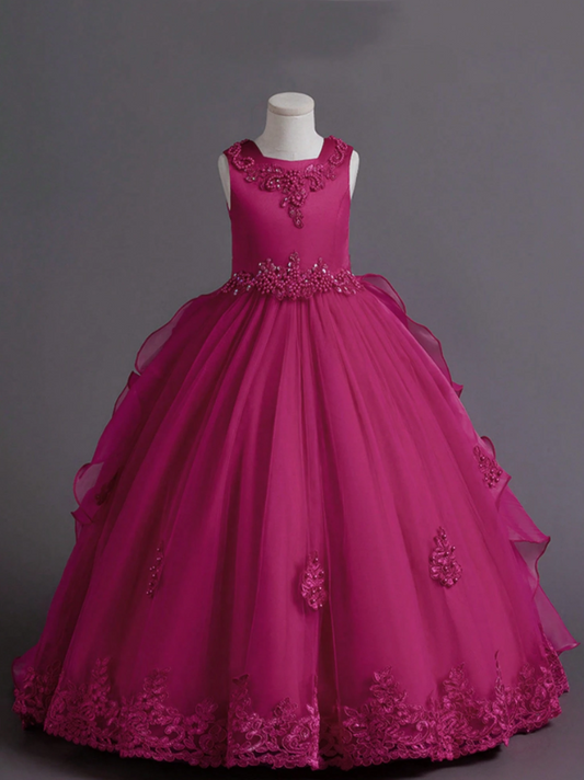 Vestido rosado fucsia gala evento niña sk25042279014974988