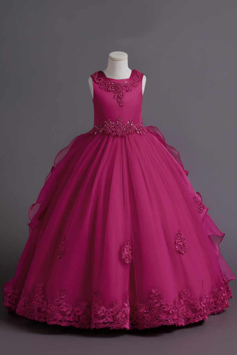 Vestido rosado fucsia gala evento niña sk25042279014974988