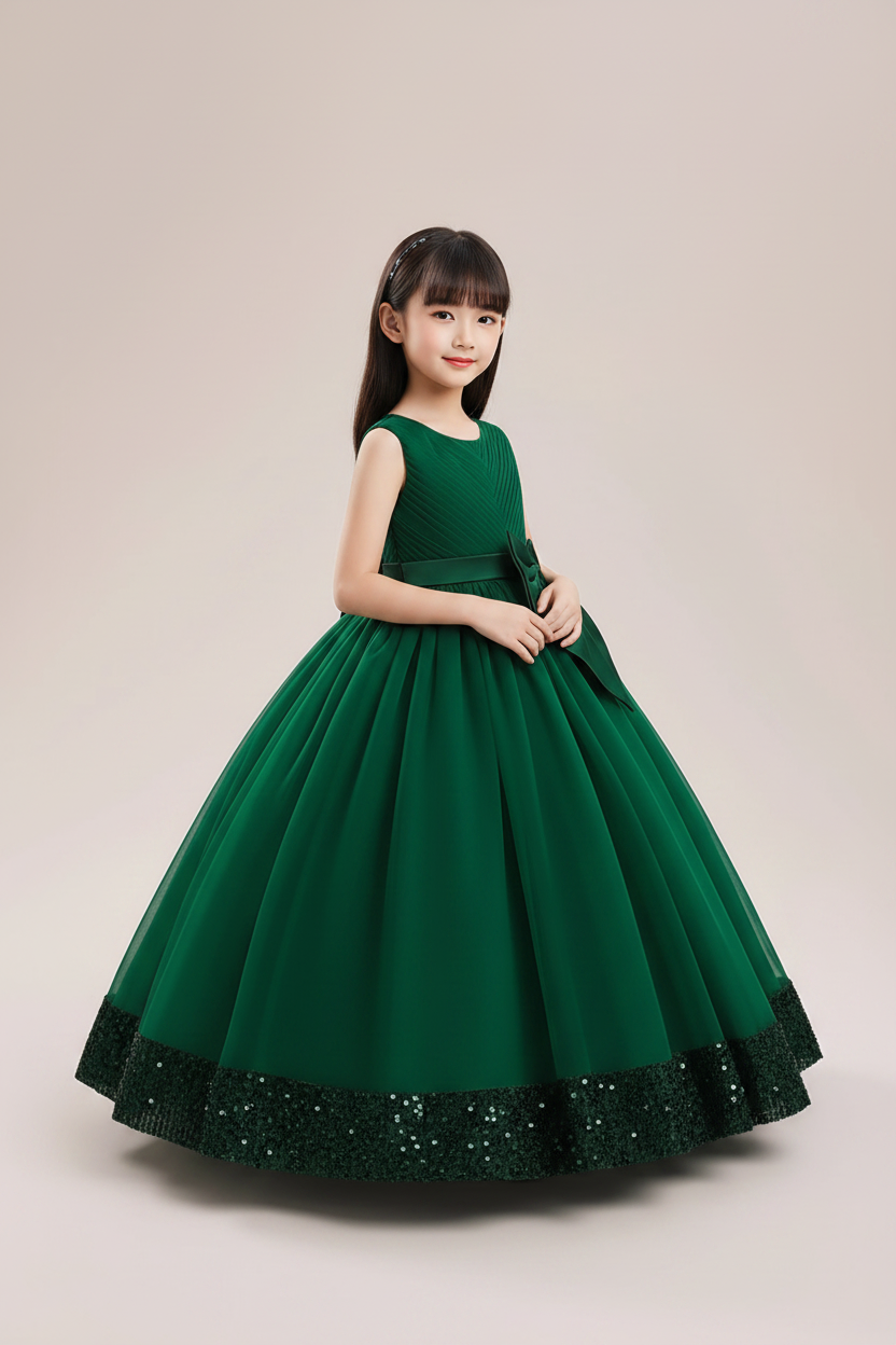 Vestido gala evento verde oscuro niña sk25043038729778295