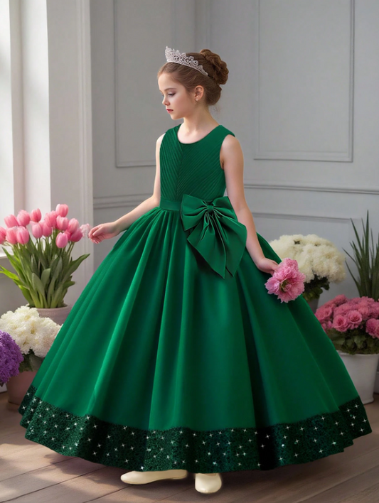 Vestido gala evento verde oscuro niña sk25043038729778295