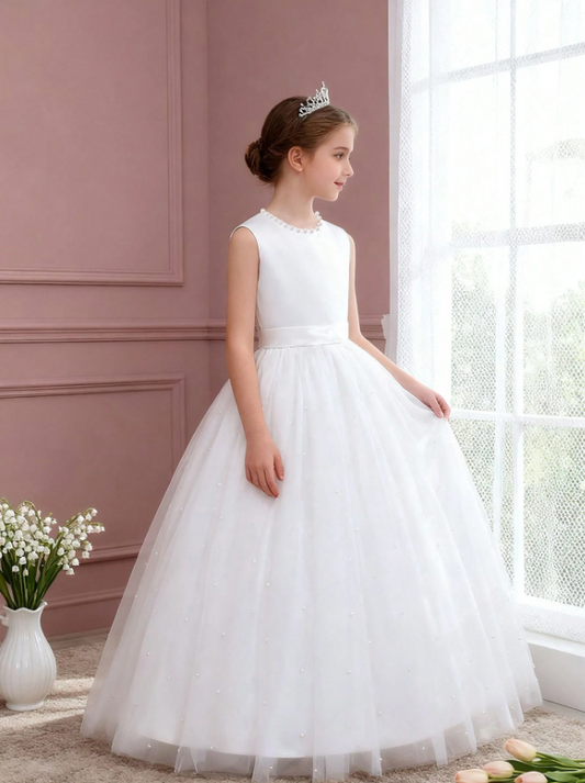 Vestido blanco gala evento niña sk25033114594614321