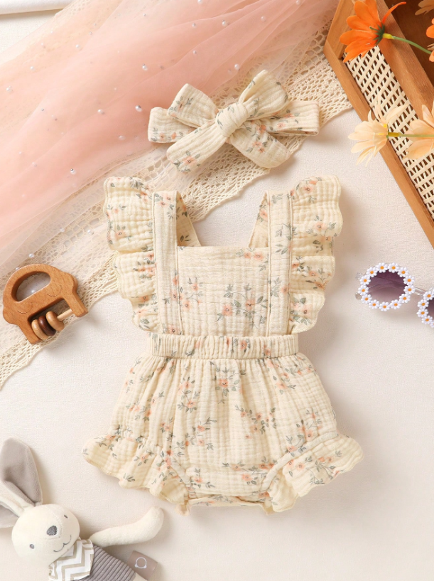 Set conjunto 2 piezas vestido beige diadema sa2402204364693476