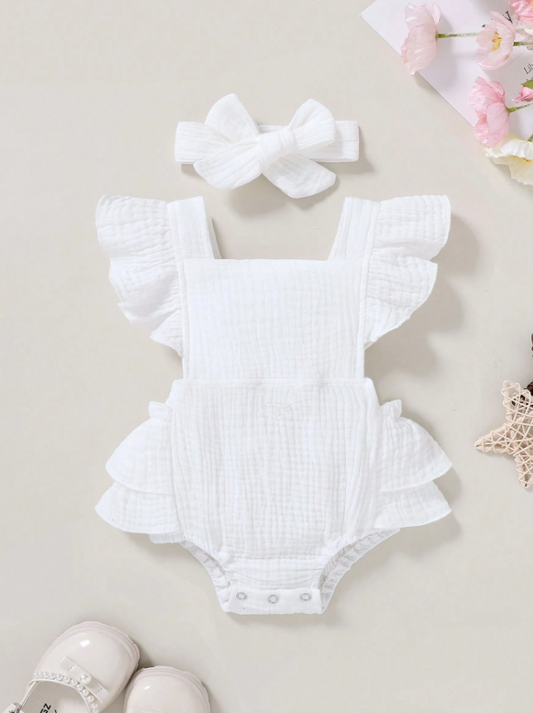 Set conjunto 2 piezas vestido blanco diadema sa2402204364632168