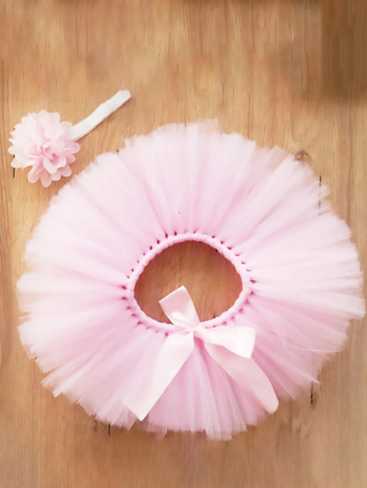 Set 2 piezas vestido tutu diadema rosado bebe niña sa2310301081127062