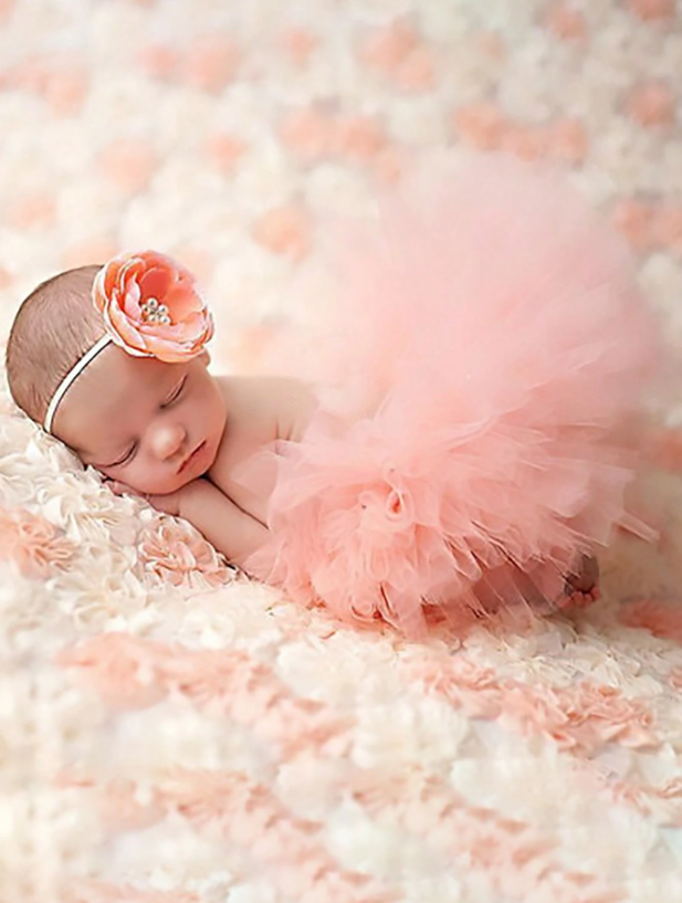 Set 2 piezas vestido tutu diadema rosado bebe niña sa2310301081104619