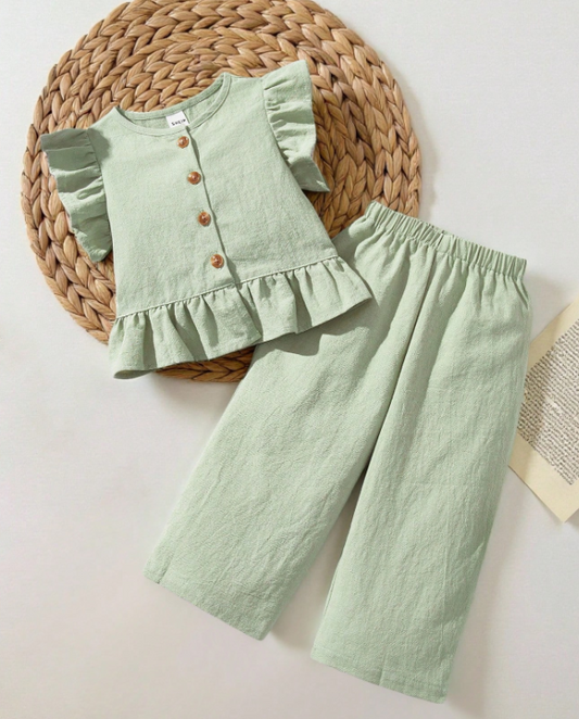 Set conjunto camisa verde pantalon verde bebe niña sa2411226269569776