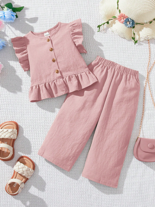 Set conjunto camisa pantalon rosado bebe niña sa2411226269582221