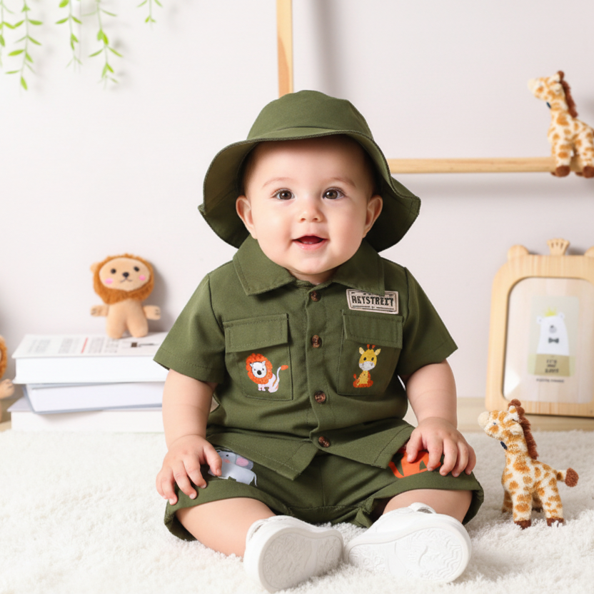 Set conjunto 2 piezas safari verde bebe niño sa25051673659579171