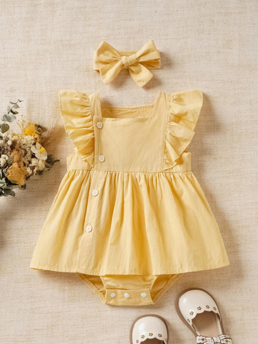Vestido diadema amarillo bebe niña sa2403269654698181