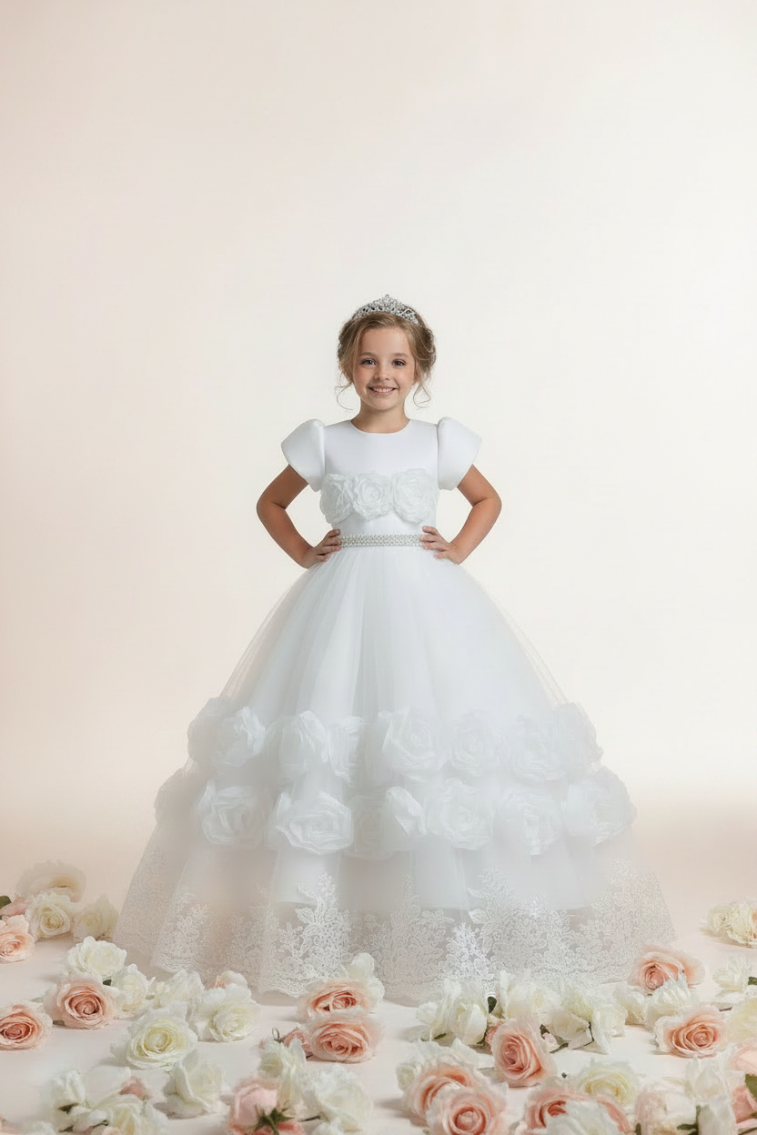 Vestido blanco gala evento niña