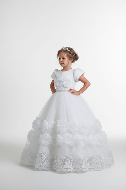 Vestido blanco gala evento niña