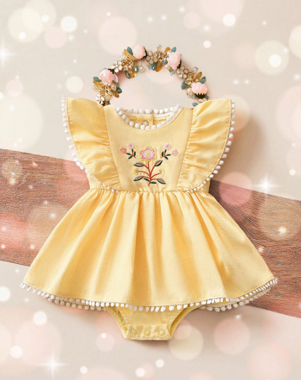 Vestido mameluco amarillo bebe niña sa2411261183833030