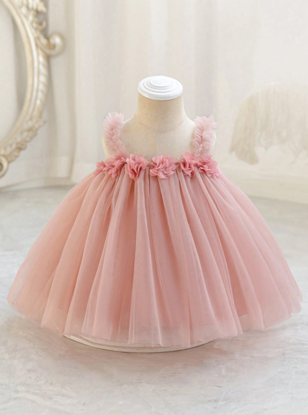 Vestido rosado bebe niña tirante flores sa2410299619185357