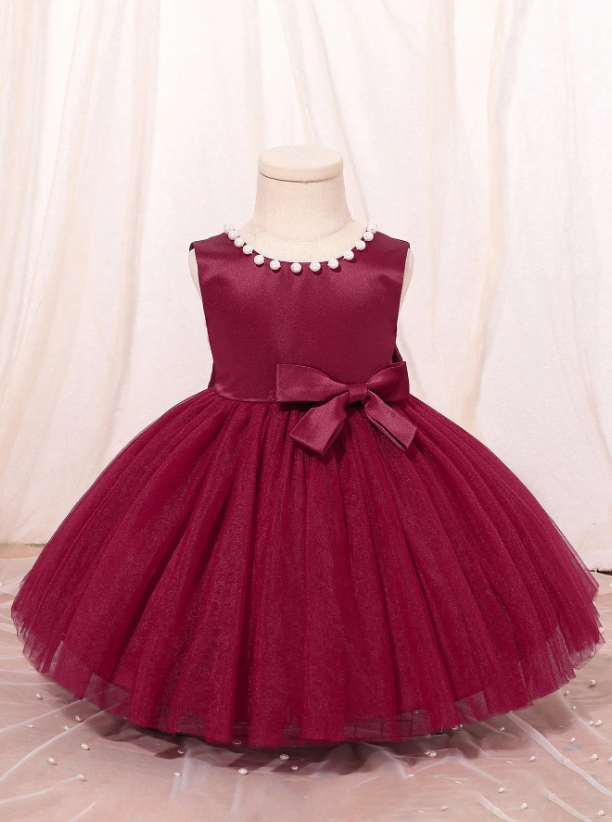 Vestido rojo vino evento gala bebe niña sa25081112247184774