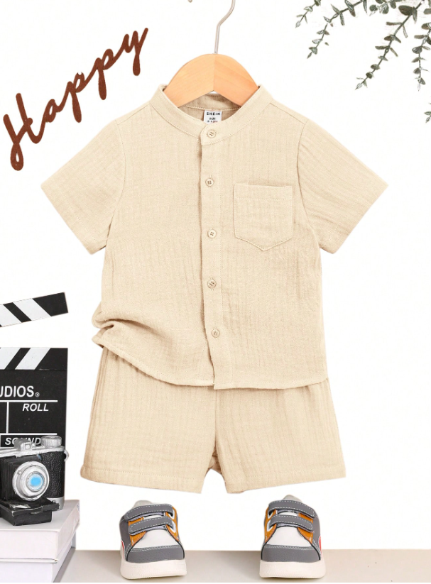 Set conjunto 2 piezas beige bebe niño sa2303140013925716