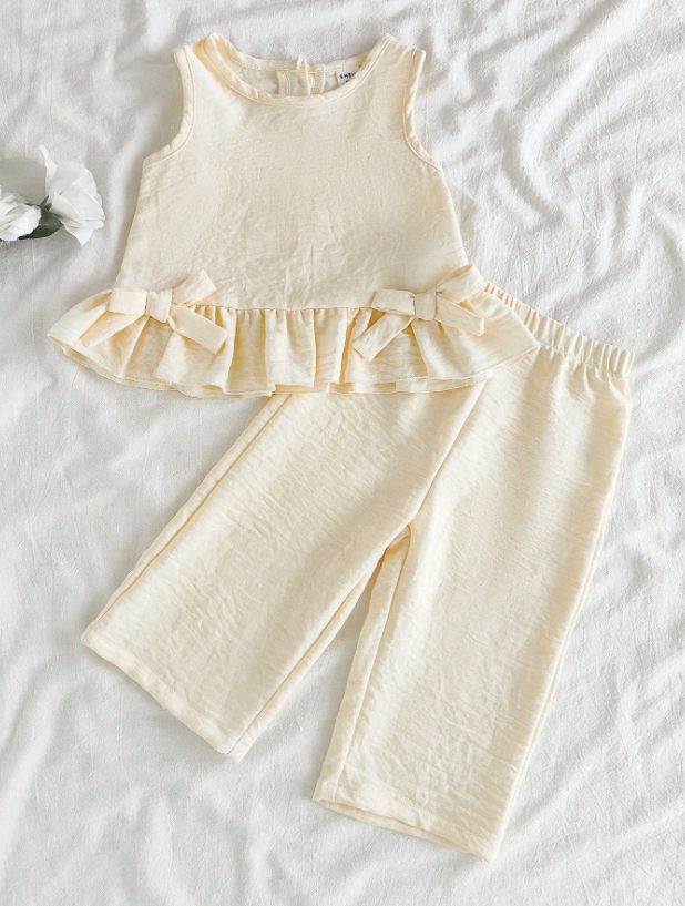 Set conjunto 2 piezas beige bebe niña sa25021808232192928