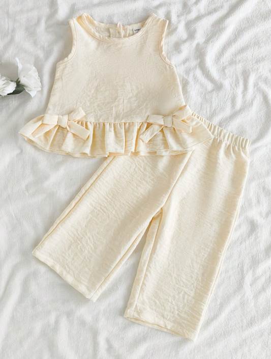 Set conjunto 2 piezas beige bebe niña sa25021808232192928