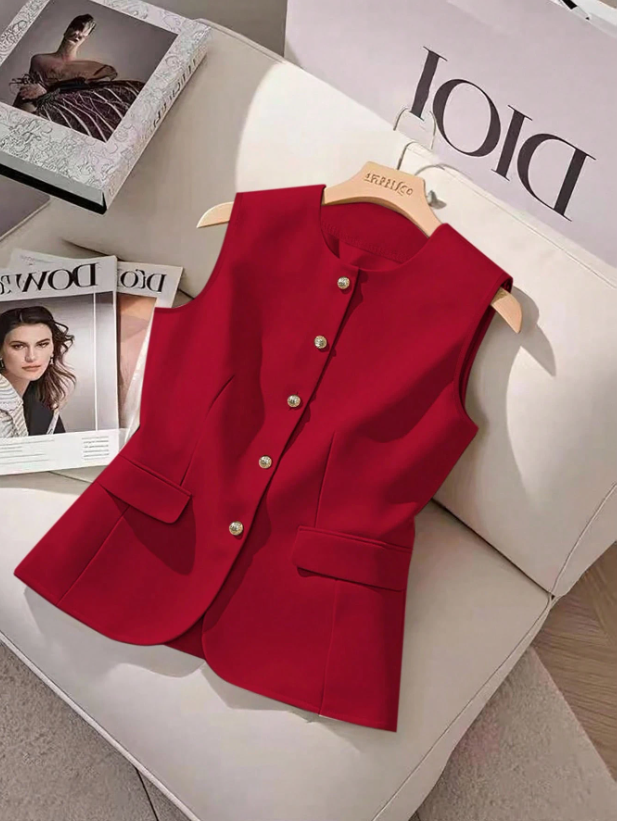 Camisa blazer chaleco rojo dama mujer sz25082857764000464