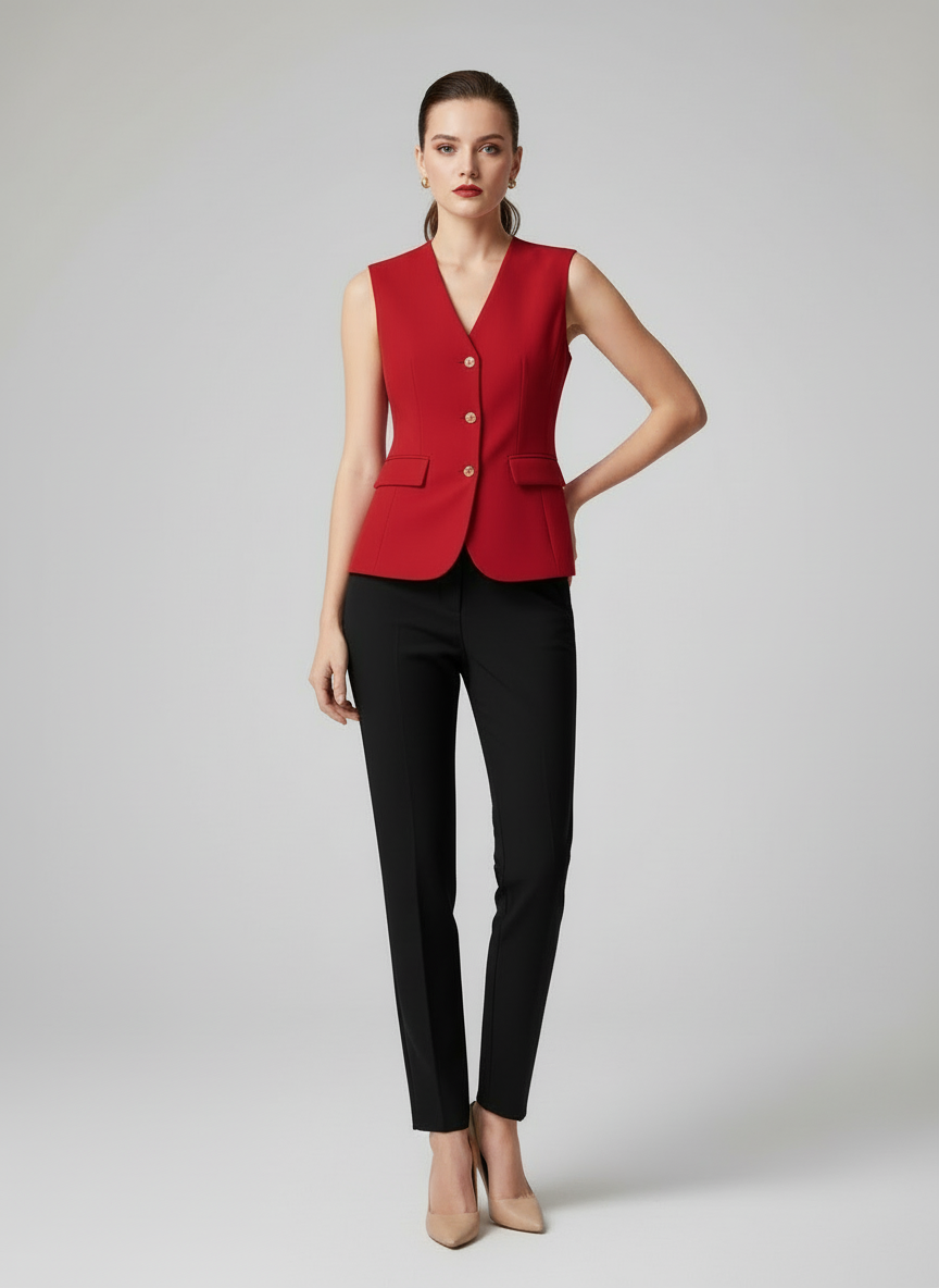 Camisa blazer chaleco rojo dama mujer sz25082857764000464