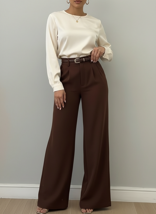 Pantalon café formal dama mujer sz25091758198837823