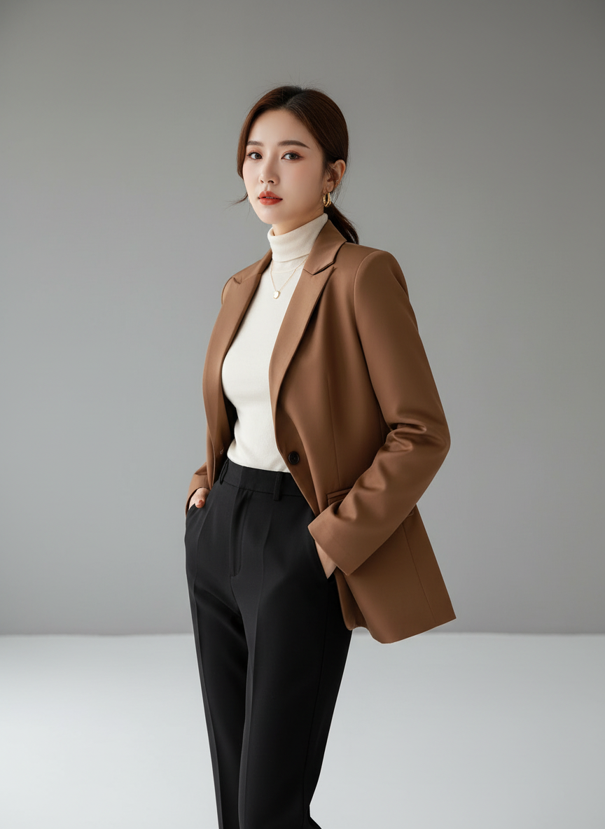 Camisa chaleco blazer café dama mujer sz25070813787272982