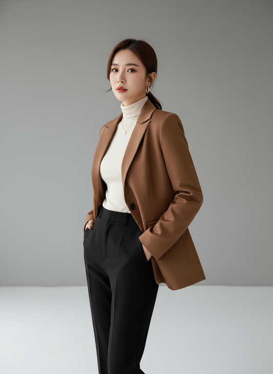 Camisa chaleco blazer café dama mujer sz25070813787272982