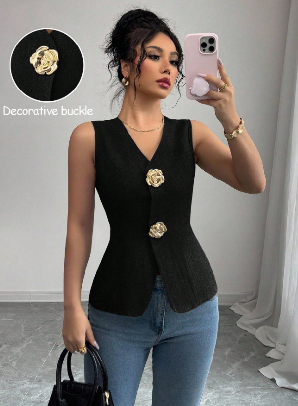 Camisa chaleco blazer negro dama mujer sz25061031050605059