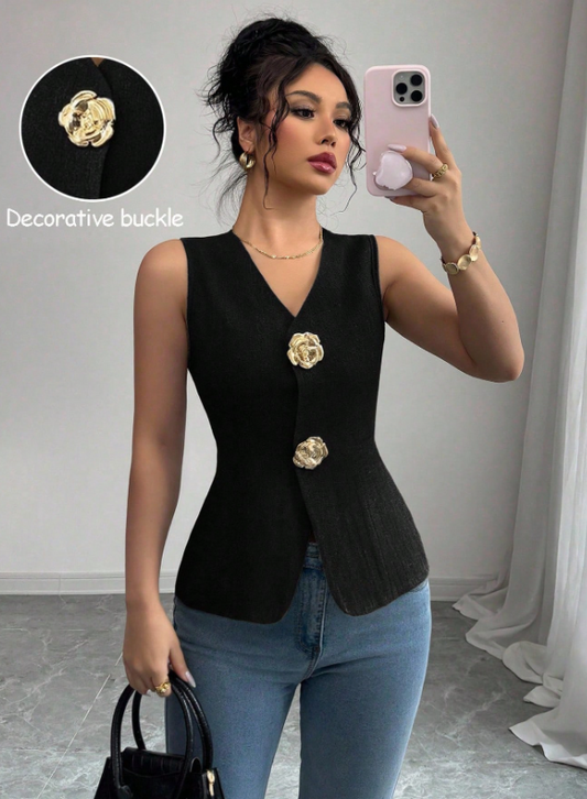 Camisa chaleco blazer negro dama mujer sz25061031050605059